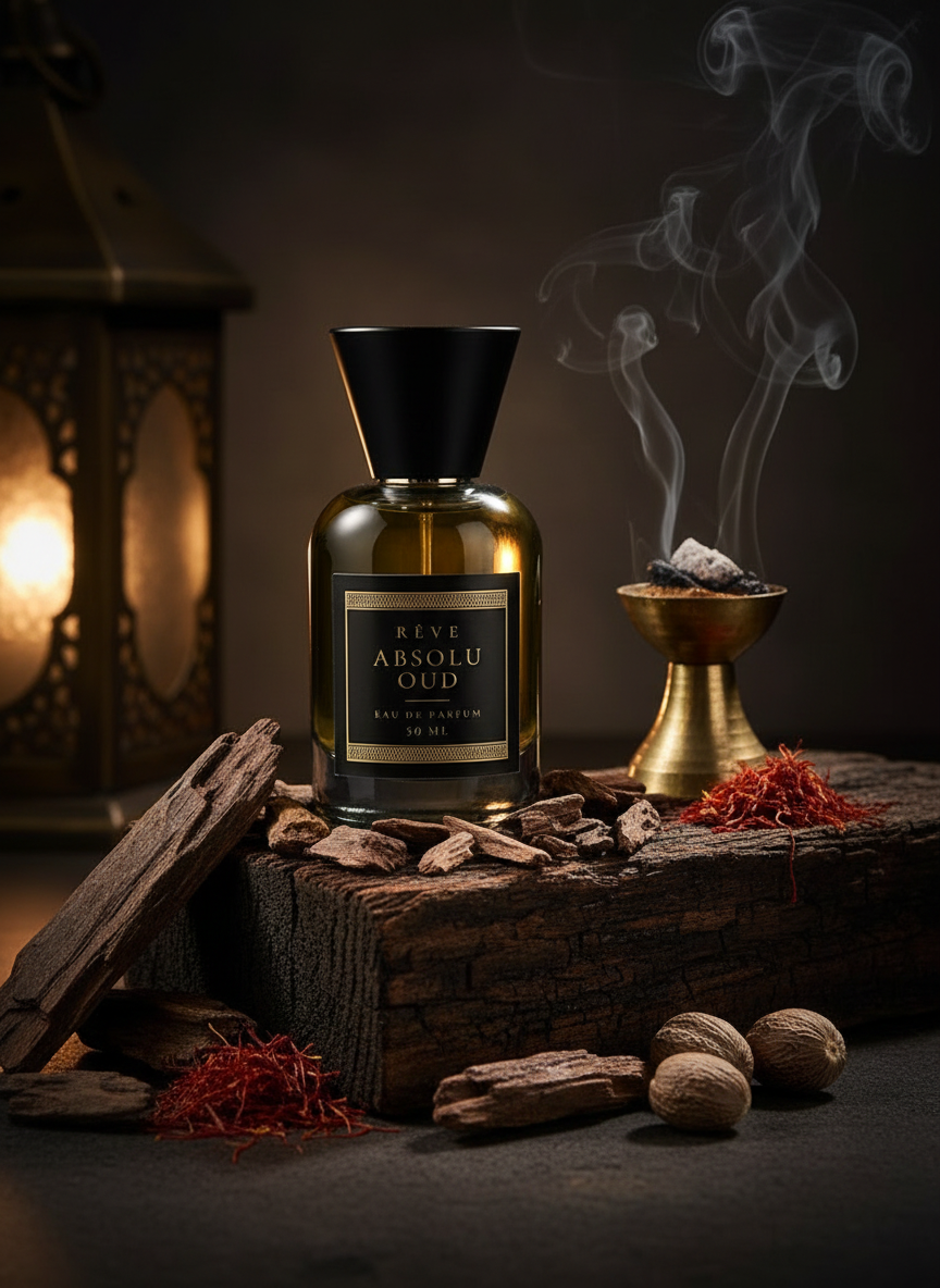 ABSOLU OUD by RÊVE with oud wood, incense smoke, saffron and nutmeg