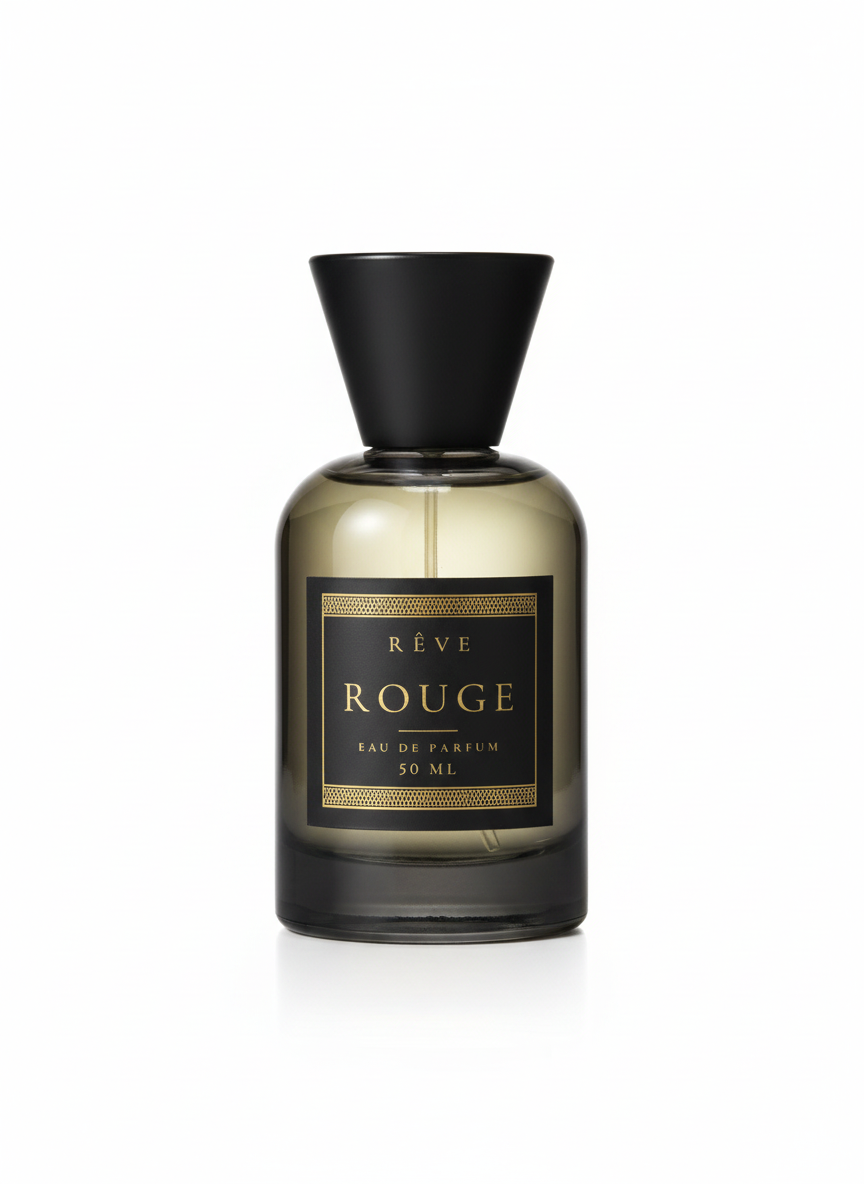 ROUGE by RÊVE, 50ml eau de parfum bottle on white