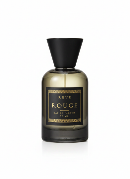 ROUGE by RÊVE, 50ml eau de parfum bottle on white