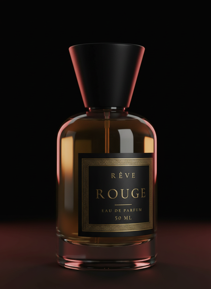 ROUGE by RÊVE close up of the label and black cap